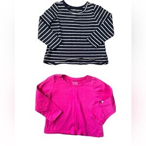 Children’s Place Pink and Blue White Striped Shirt Bundle | 18-24 M